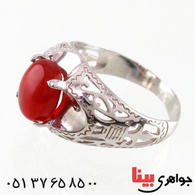 انگشتر عقیق قرمز مردانه کلاسیک _کد:14692