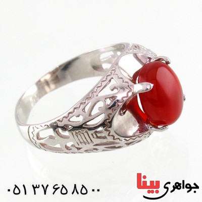 انگشتر عقیق قرمز مردانه کلاسیک _کد:14692