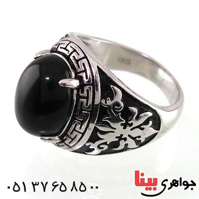 انگشتر عقیق سیاه (اونیکس) مردانه خوشرنگ _کد:14694