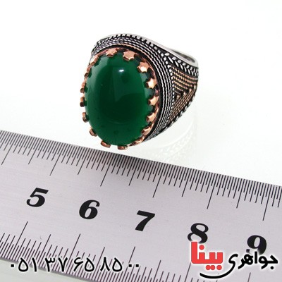 انگشتر عقیق سبز درشت مردانه خوشرنگ _کد:14716
