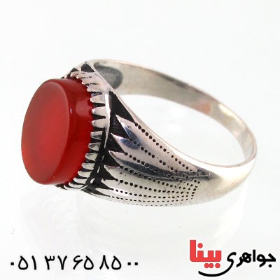 انگشتر عقیق قرمز مردانه خوشرنگ _کد:14718