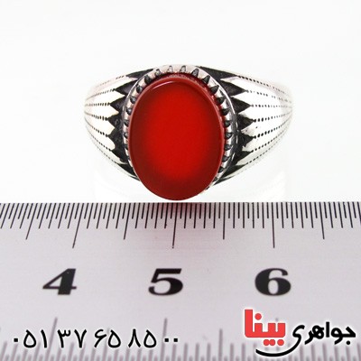 انگشتر عقیق قرمز مردانه خوشرنگ _کد:14718