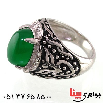 انگشتر عقیق سبز مردانه عالی _کد:14722