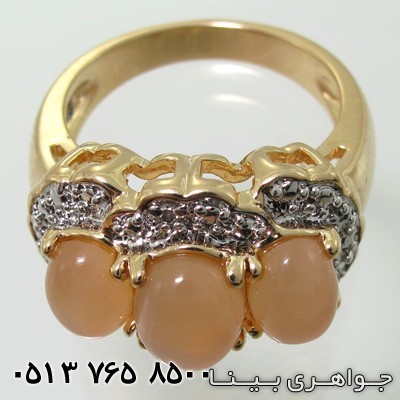 انگشتر سنگ ماه (مون استون) سه نگین بیضی