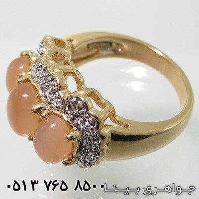 انگشتر سنگ ماه (مون استون) سه نگین بیضی