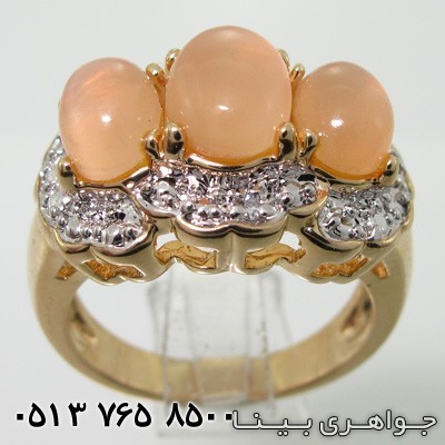 انگشتر سنگ ماه (مون استون) سه نگین بیضی