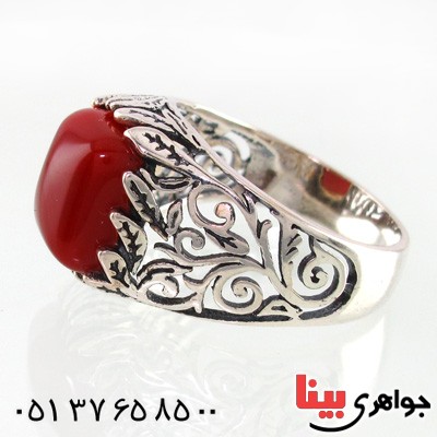 انگشتر عقیق قرمز مردانه خوشرنگ _کد:14725