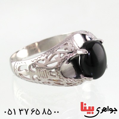 انگشتر عقیق سیاه (اونیکس) مردانه کلاسیک _کد:14728