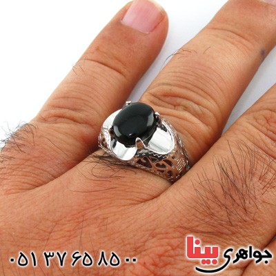 انگشتر عقیق سیاه (اونیکس) مردانه کلاسیک _کد:14728