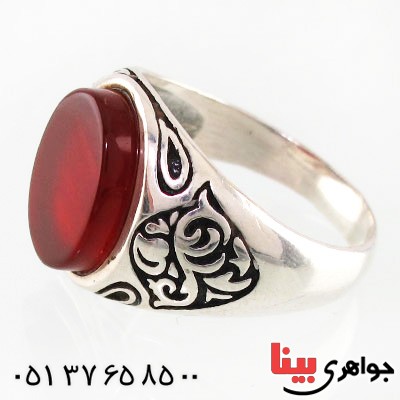 انگشتر عقیق قرمز مردانه خوشرنگ _کد:14735