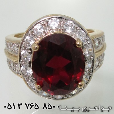 انگشتر یاقوت گارنت سنتاتیک دور نگین