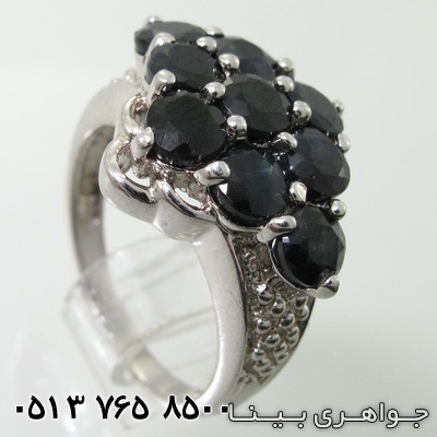 انگشتر یاقوت کبود 9 نگین لوزی