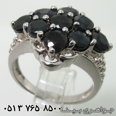 انگشتر یاقوت کبود 9 نگین لوزی