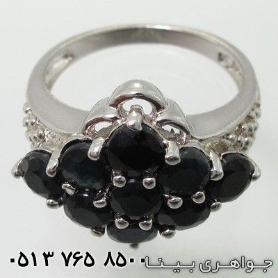انگشتر یاقوت کبود 9 نگین لوزی