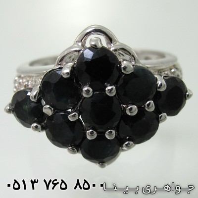 انگشتر یاقوت کبود 9 نگین لوزی
