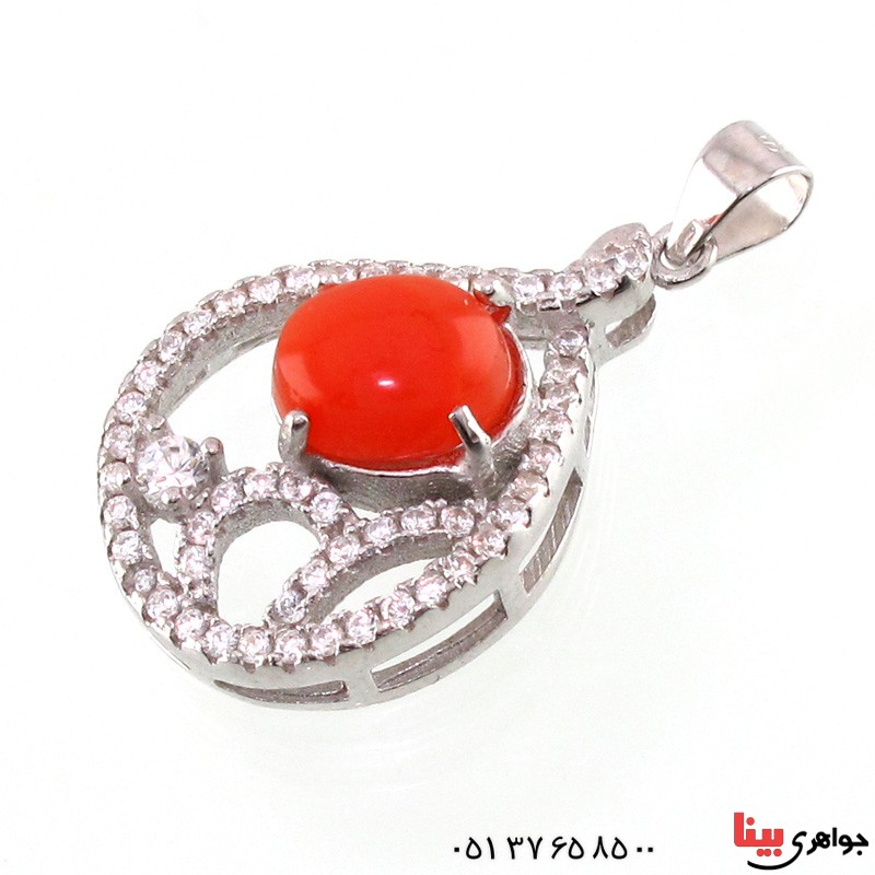 گردنبند عقیق یمنی رودیوم زنانه خوشرنگ _کد:14793