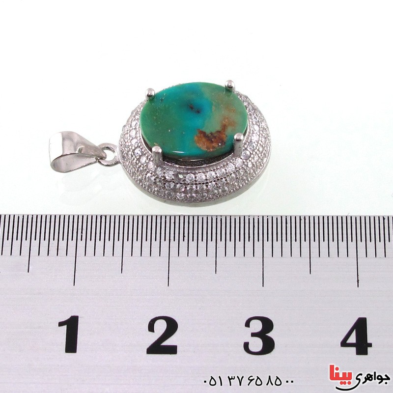 گردنبند فیروزه نیشابوری شجری رودیوم زنانه _کد:14796