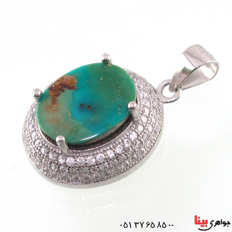 گردنبند فیروزه نیشابوری شجری رودیوم زنانه _کد:14796