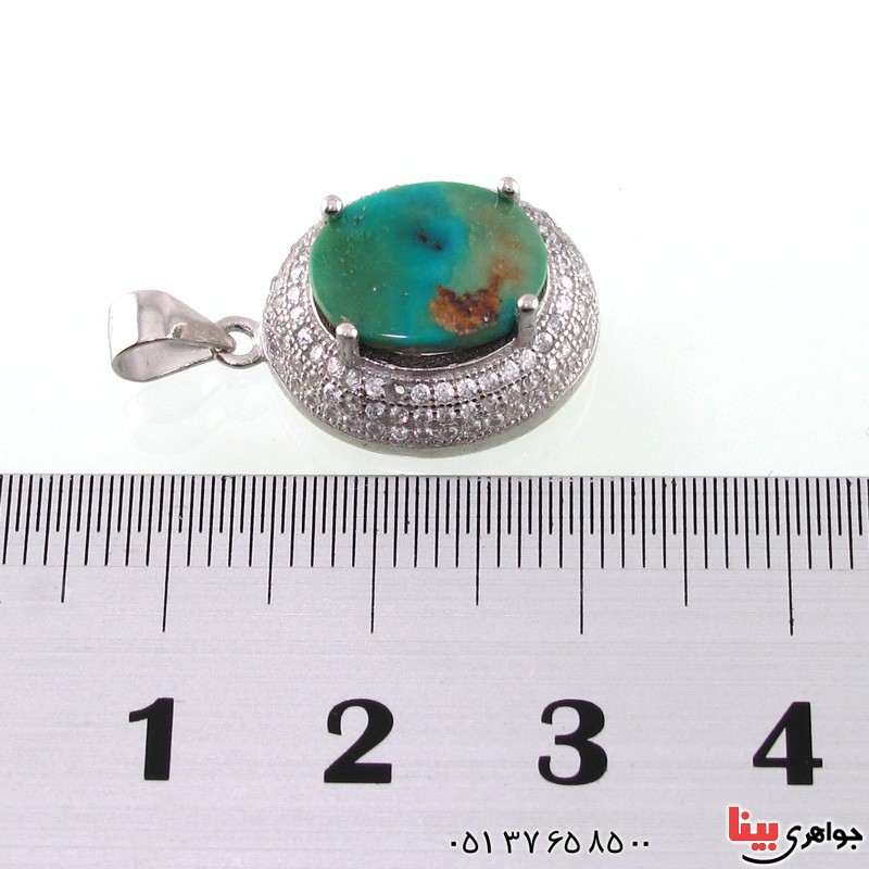 گردنبند فیروزه نیشابوری شجری رودیوم زنانه _کد:14796
