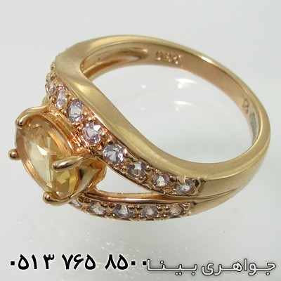 انگشتر سیترین بیضی چهارچنگ