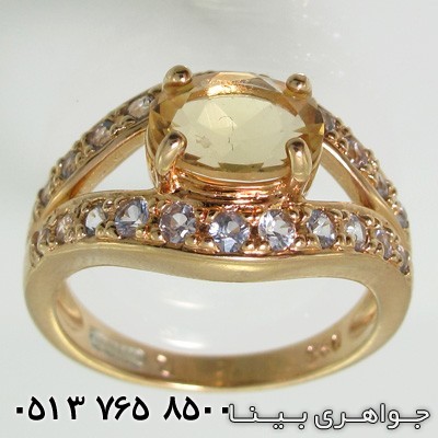 انگشتر سیترین بیضی چهارچنگ