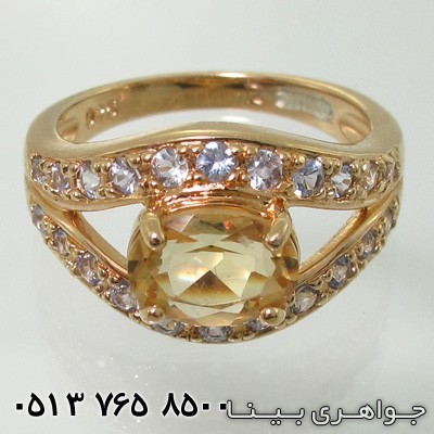 انگشتر سیترین بیضی چهارچنگ
