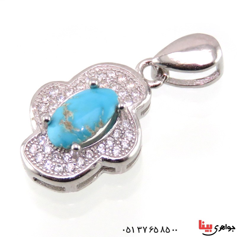 گردنبند فیروزه نیشابوری شجری رودیوم زنانه _کد:14816