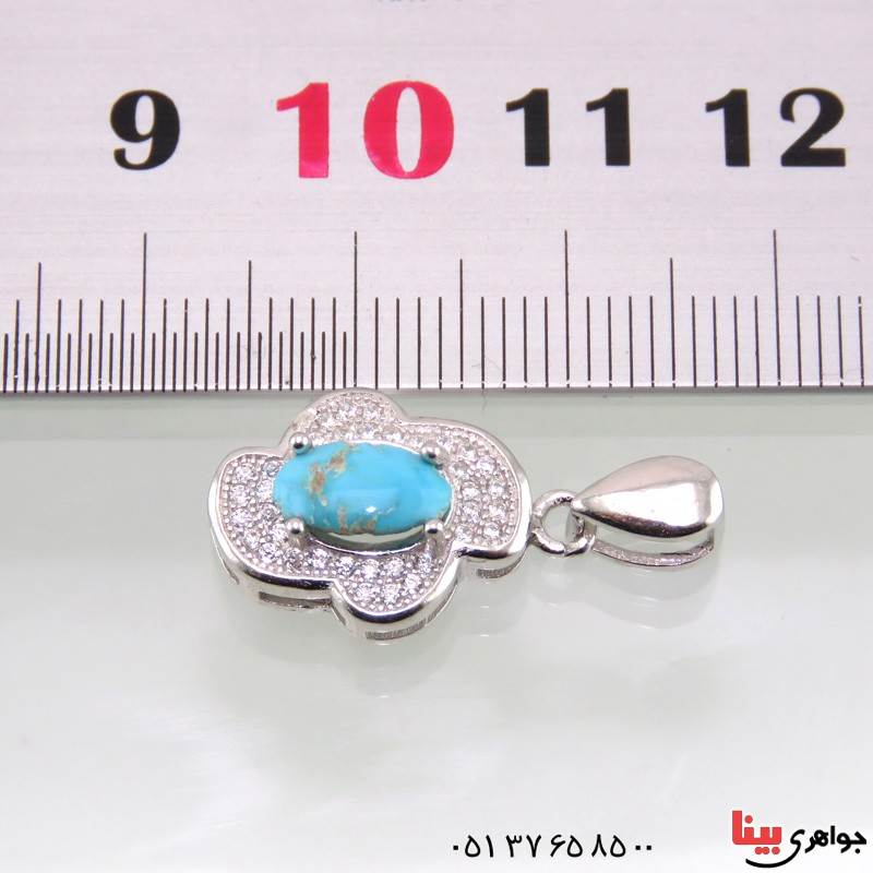 گردنبند فیروزه نیشابوری شجری رودیوم زنانه _کد:14816