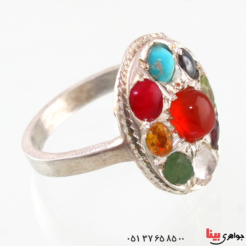 انگشتر چند جواهر بیضی همراه با حرز امام جواد (ع) _کد:14822