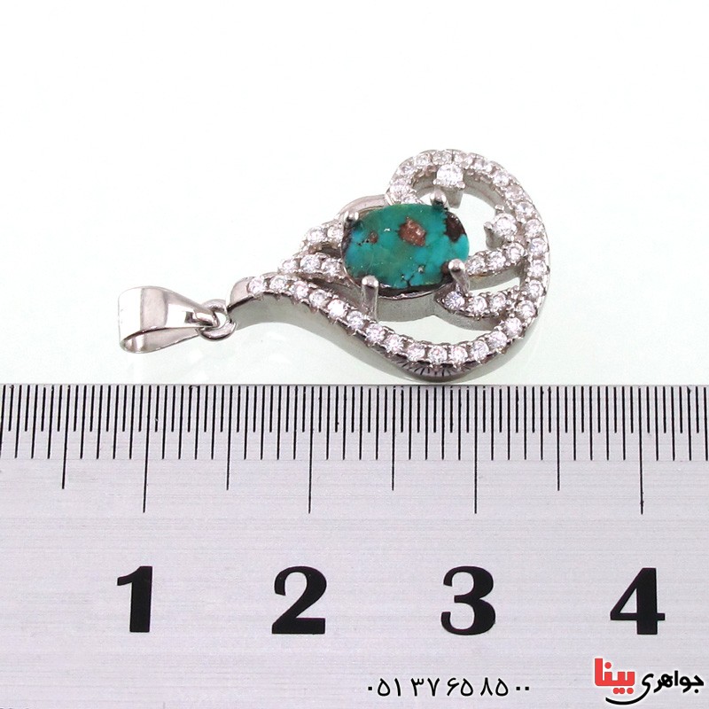 گردنبند فیروزه نیشابوری شجری رودیوم زنانه _کد:14825