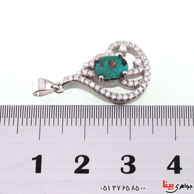 گردنبند فیروزه نیشابوری شجری رودیوم زنانه _کد:14825