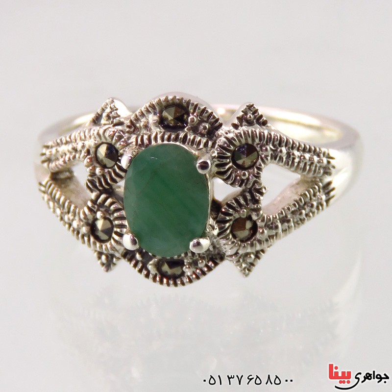 انگشتر زمرد درجه یک زنانه خوشرنگ _کد:14856