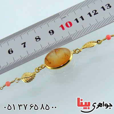 دستبند عقیق یمنی و مرجان زنانه مجلسی _کد:14866