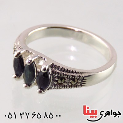 انگشتر یاقوت کبود زنانه بادامی _کد:14869
