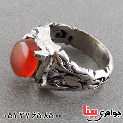 انگشتر عقیق یمنی مردانه اسلیمی _کد:14872