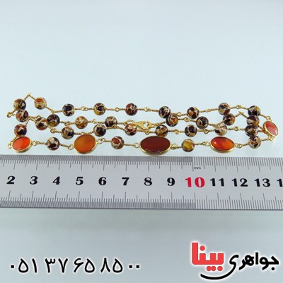 سینه ریز کهربا بلونی و عقیق یمنی زنانه خوشرنگ _کد:2023