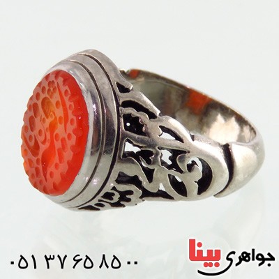 انگشتر عقیق یمنی مردانه حکاکی گود یا رقیه _کد:2024