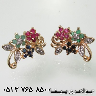 گوشواره چند جواهر طرح بوته