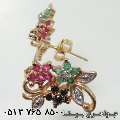 گوشواره چند جواهر طرح بوته