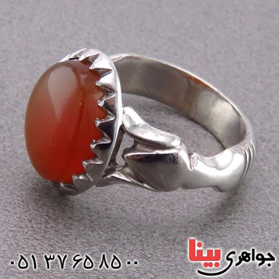 انگشتر عقیق یمنی مردانه چنگی بیضی _کد:14922