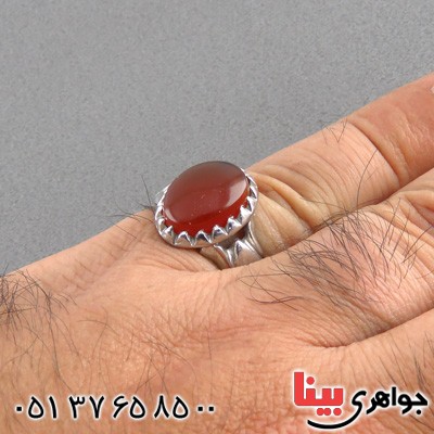 انگشتر عقیق یمنی مردانه چنگی بیضی _کد:14922