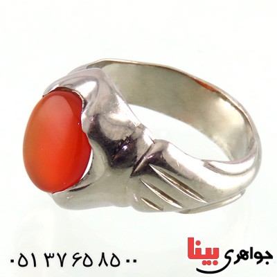 انگشتر عقیق یمنی مردانه خوشرنگ _کد:14930