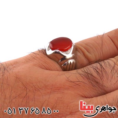 انگشتر عقیق یمنی مردانه خوشرنگ _کد:14930