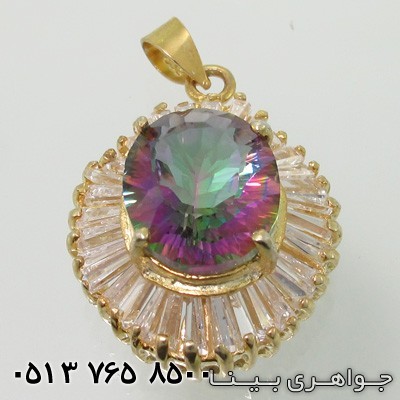 گردنبند توپاز هفت رنگ باگت ریلی
