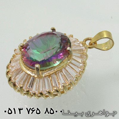 گردنبند توپاز هفت رنگ باگت ریلی