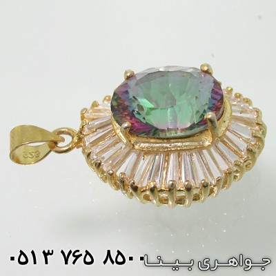 گردنبند توپاز هفت رنگ باگت ریلی