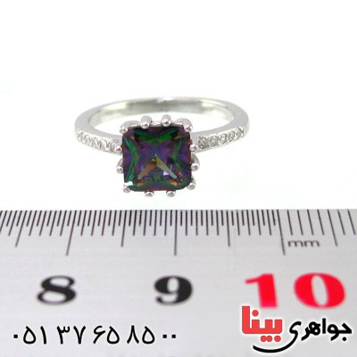 انگشتر توپاز هفت رنگ زنانه رودیوم خوشرنگ _کد:14964