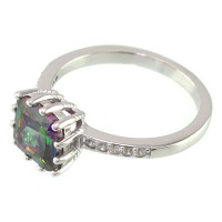 انگشتر توپاز هفت رنگ زنانه رودیوم خوشرنگ 