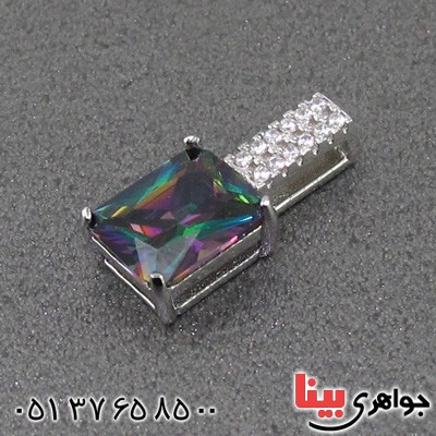 گردنبند توپاز هفت رنگ زنانه رودیوم خوشرنگ _کد:14965