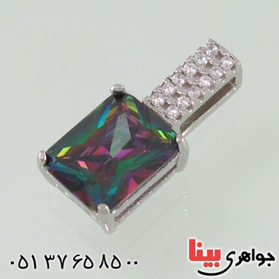 گردنبند توپاز هفت رنگ زنانه رودیوم خوشرنگ _کد:14965